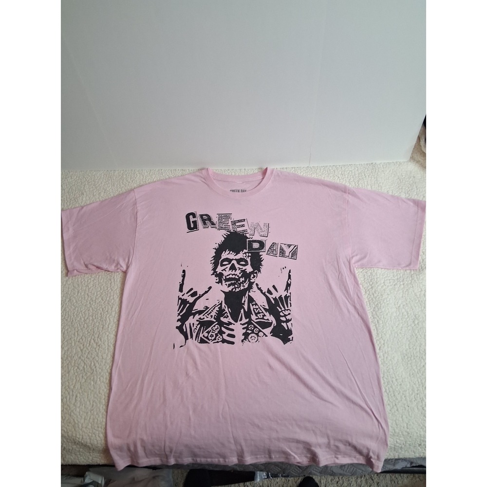 Green Day Pink Skeleton Punk Rock Graphic T-Shirt Mens XXL 2023 Band Tee